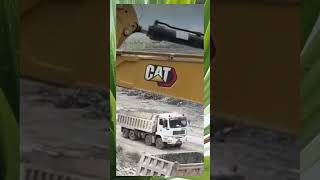 CAT 395 Excavator Operation Loading Rock Material into Dump Truck #heavymachinery #excavator