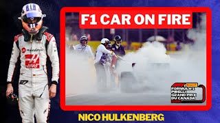 Nico Hulkenberg's F1 Car catches fire - F1 2023 CanadianGP