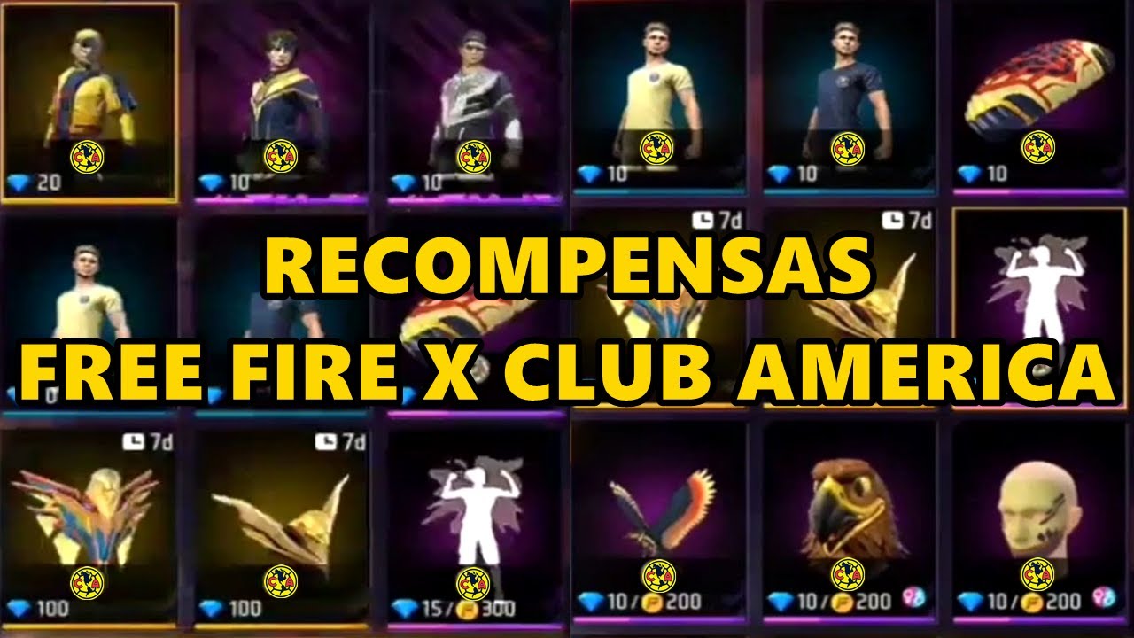 CLUB AMERICA X FREE FIRE, CLUB AMERICA EVENT ALL ITEMS REVIEW FREE FIRE