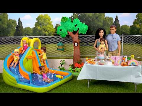 Barbie and Ken Family Play in the Pool