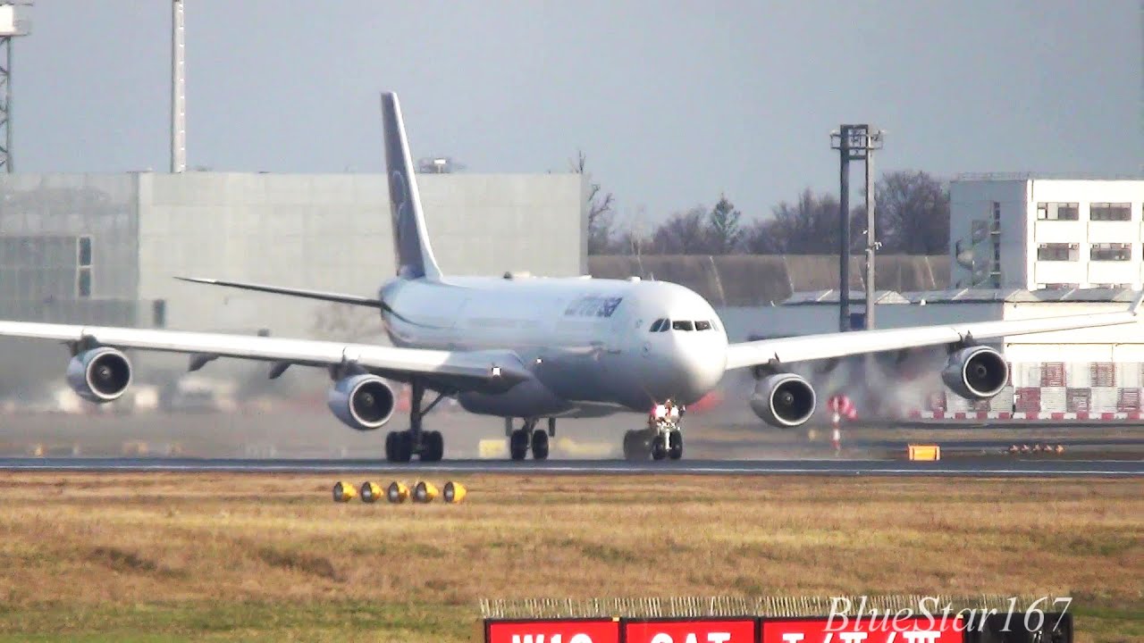 Lufthansa Airbus A340-300 (D-AIFF) takeoff from FRA/EDDF (Frankfurt - am Main) RWY 18