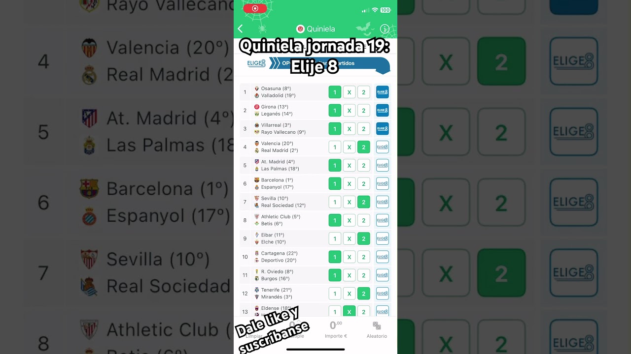 Quiniela jornada 19: Elije 8 ( La Liga EA Sports y La Liga Hypermotion 24-25 )