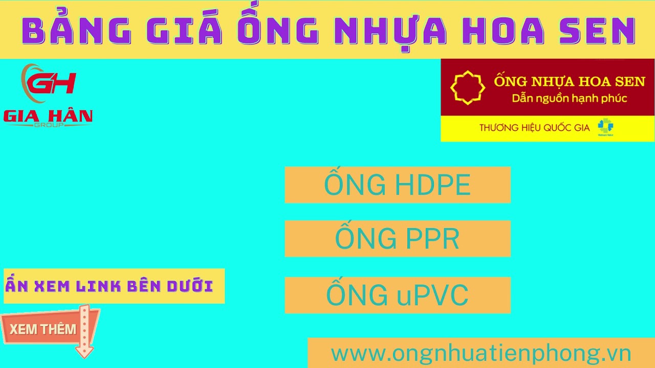 BẢNG GIÁ ỐNG NHỰA HOA SEN 2022 l PVC l PPR l HDPE - youtube