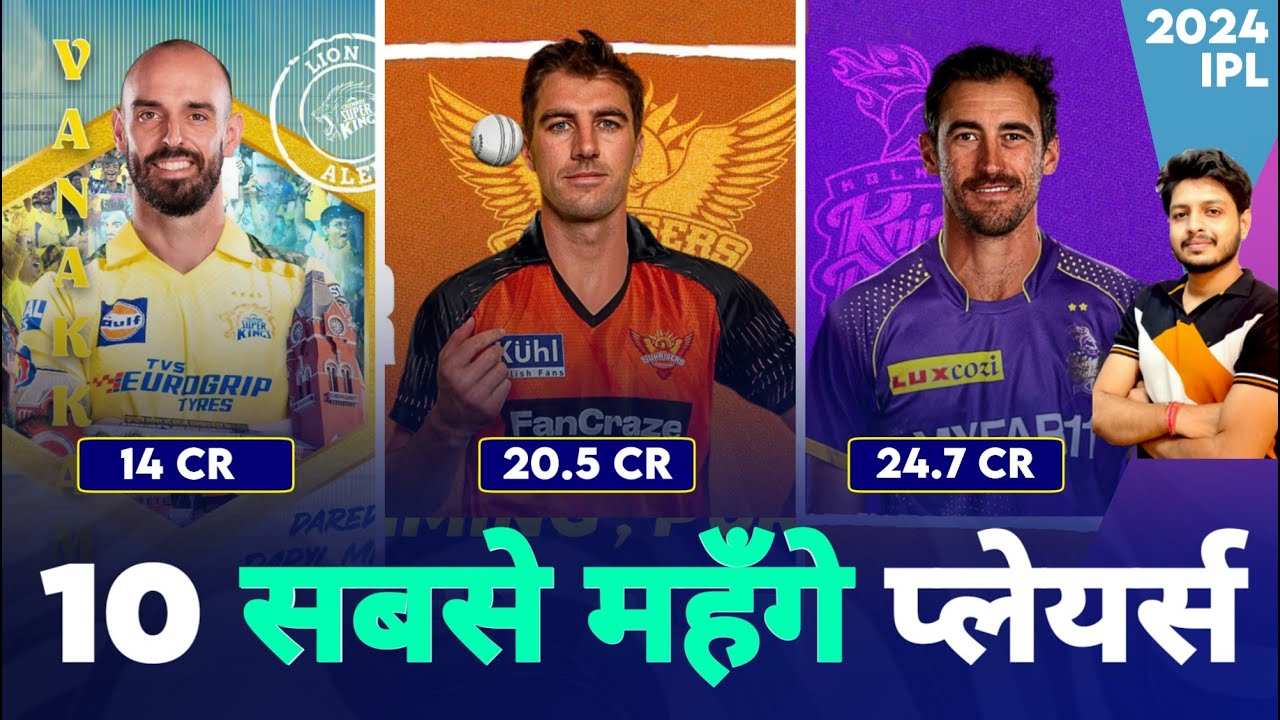 IPL 2024   Top 10 Most Expensive Players In IPL Auction ft Starc  Cummins  MY Cricket Production