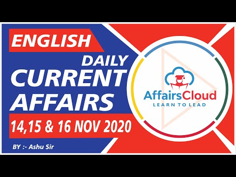 Current Affairs 14,15&16 November 2020 English | Current Affairs | AffairsCloud Today for All Exams