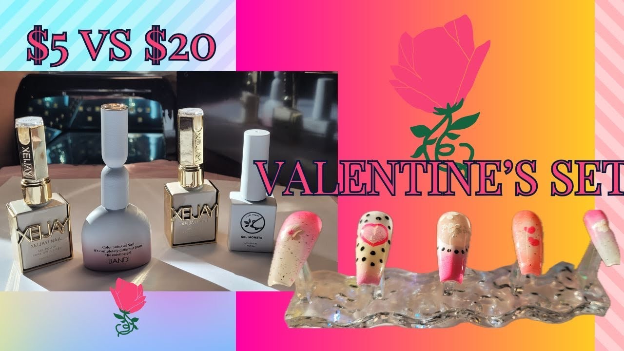 VALUE VS UPSCALE GEL POLISH! Beginner Valentine's Nails / Xeijayi & Mordda /ombre, stencils,stickers