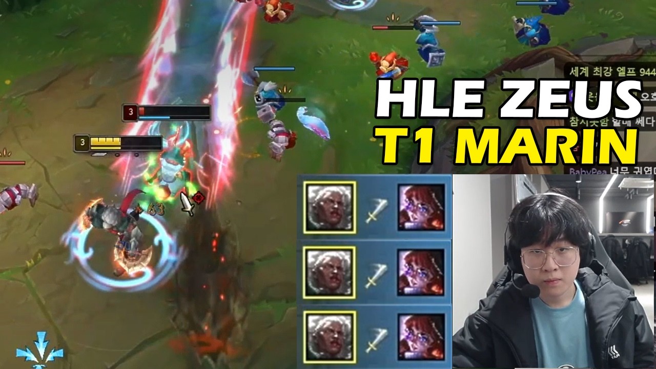 HLE Zeus Stream Ambessa vs SKT T1 Marin Aurora Top - Korean Challenger