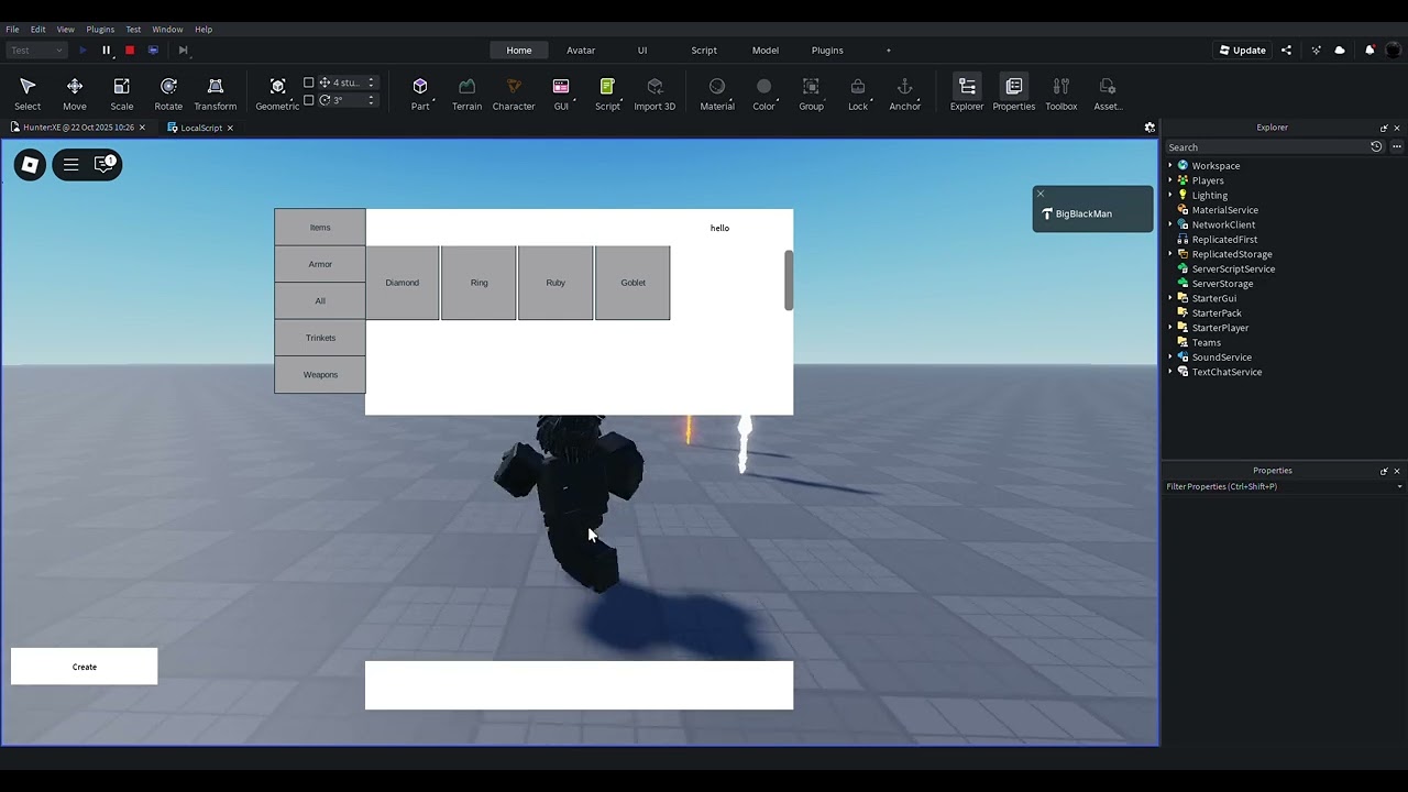Inventory script with categories