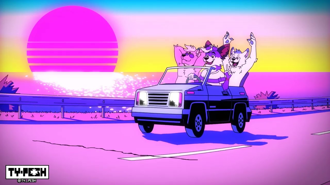 LIVE WALLPAPER FOR PC/4K/UHD/BEST QUALITY(Furries Car Vaporwave )[MOEWALLS]
