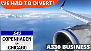 SCANDINAVIAN AIRLINES A330 Business Class 🇩🇰⇢🇺🇸【4K Copenhagen to Chicago】Diverted to....