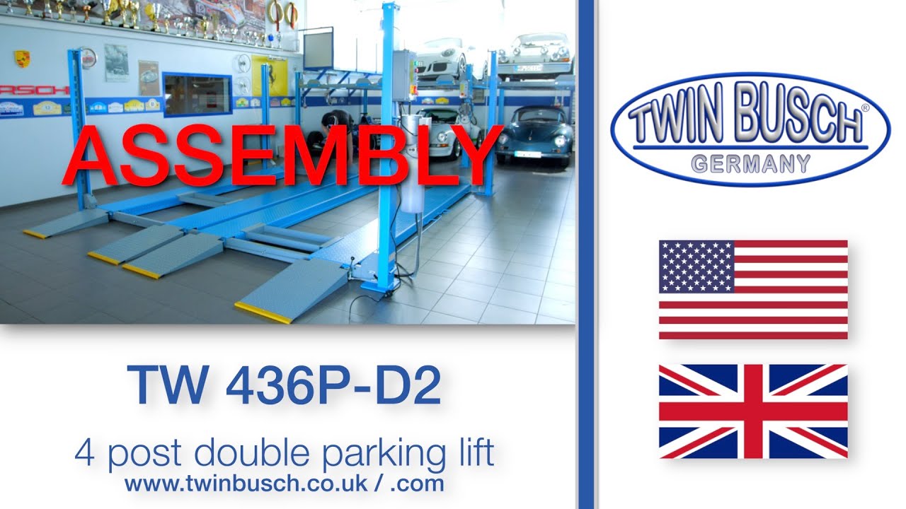 Assembly of the TW 436P-D2 double parking lift from TWIN BUSCH