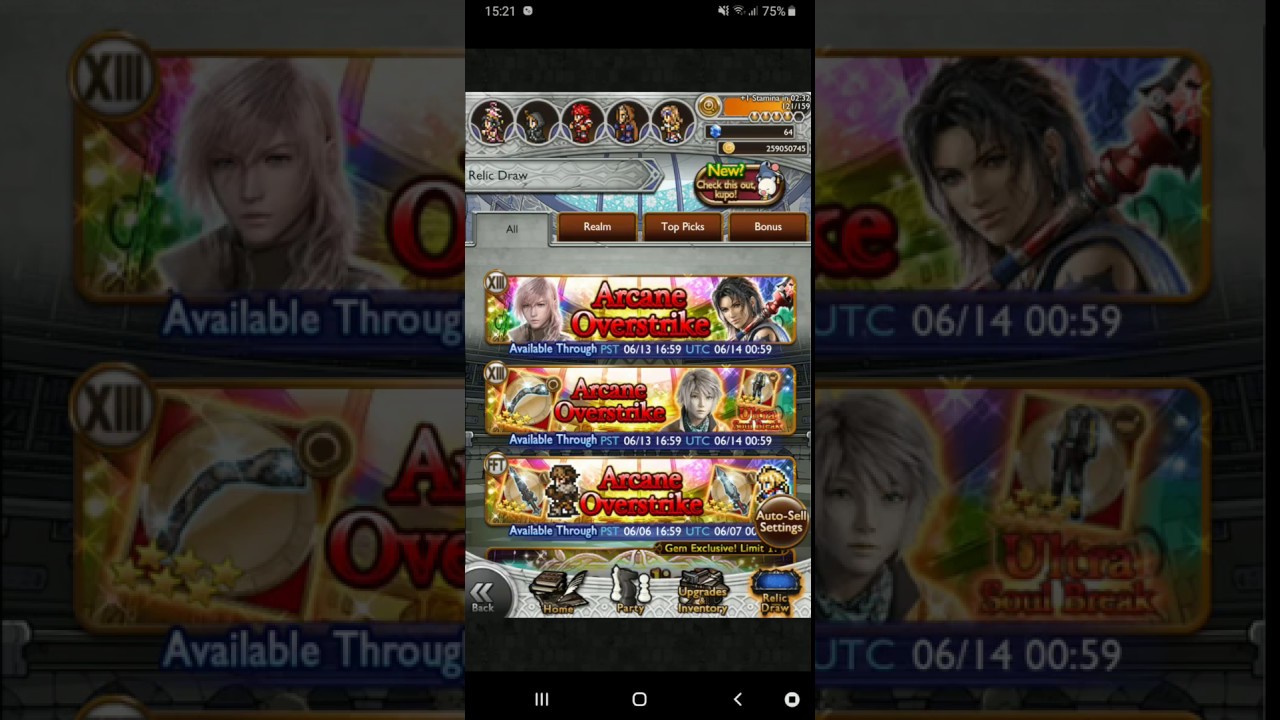 [FFRK] Relic Draw: Arcane Overstrike SB (Lightning and Fang)