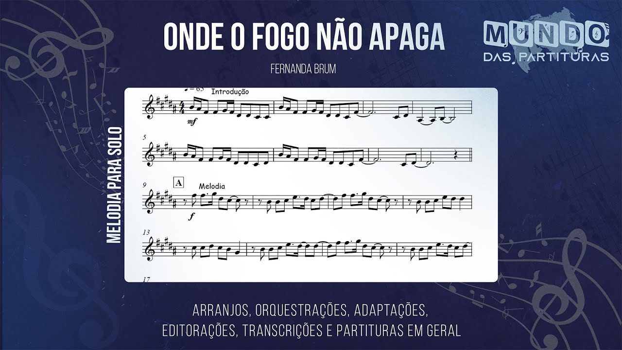 Onde o Fogo Não Apaga - Fernanda Brum🎺Partitura Trompete, Trombone ...