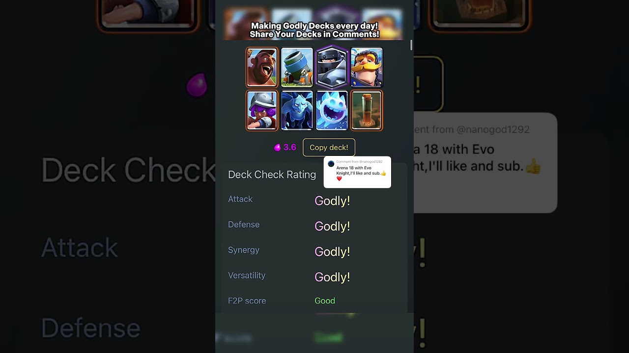 Godly Deck 105 🔥 (Arena 18 + Knight) 