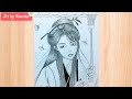 How to draw a japanese girl with kimonobeautiful girl sketchfor beginnersart by rimsha
