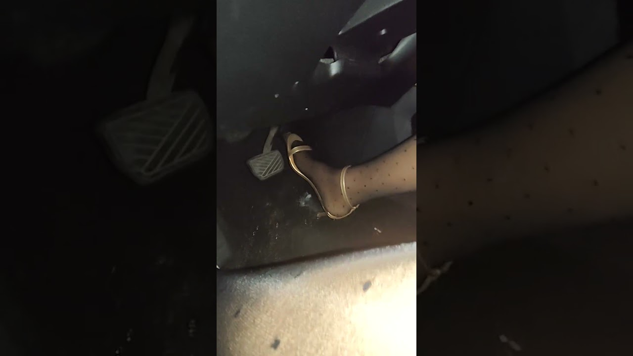 part 2   Amateur crossdresser golden sandals pedal pumping