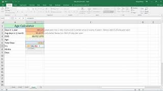 Age calculator in Excel : Calculate age in Years, Months and Days.