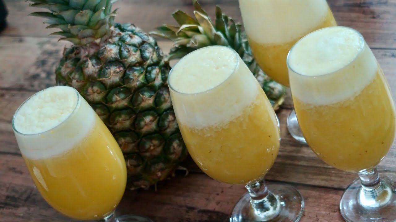 Pineapple orange juice طريقة عمل  عصير الأناناس بالبرتقال
