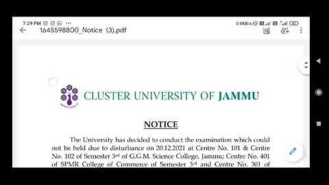 Jammu & cluster university of Jammu||Latest Results And  Notification