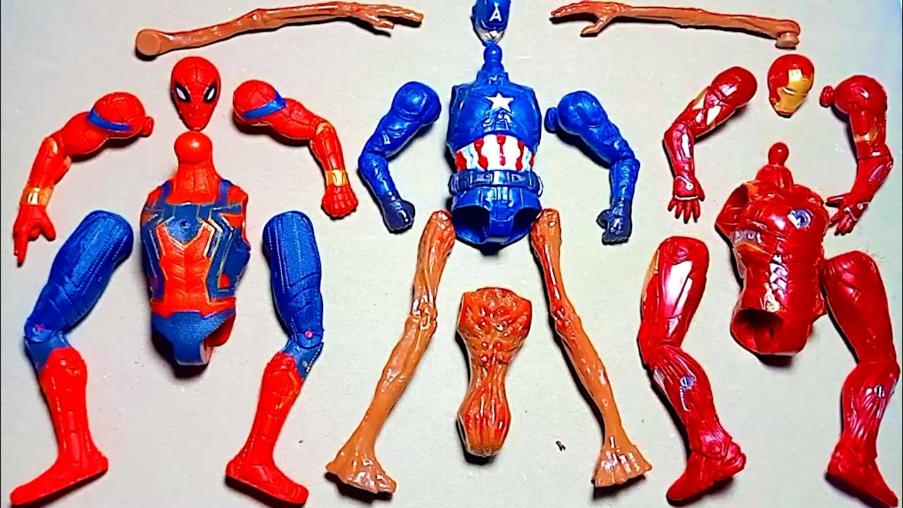 AVENGERS TOYS ASSEMBLE, KAPTEN AMERICA, IRONMAN, SPIDERMAN, SIREN HEAD