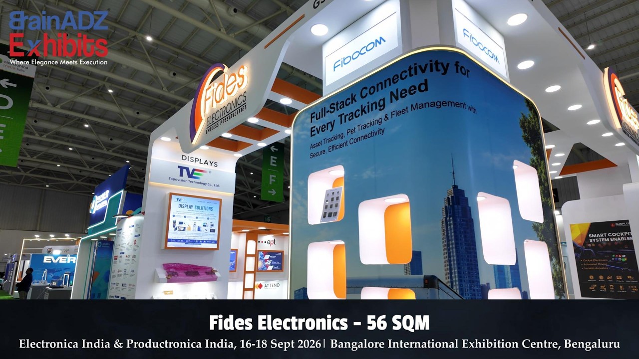 Fides Electronics | 56 SQM Exhibition Stall at Electronica India 2026 | BrainADZ Exhibits
