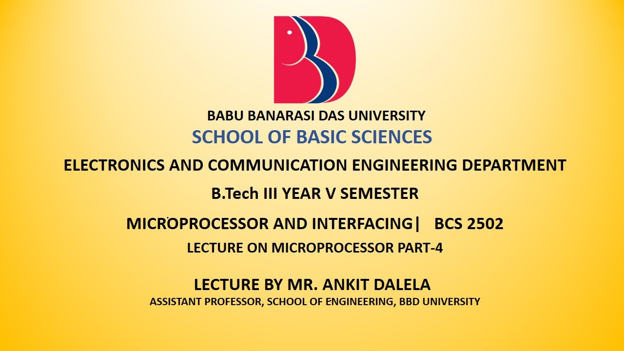 BCS2502| Microprocessor and Interfacing| Lecture-4 - YouTube
