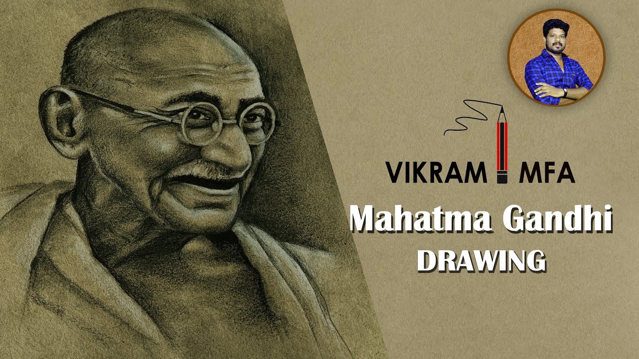 Realistic Pencil sketch of Mahatma Gandhi || Gaphite pencil portrait by Vikram Artist