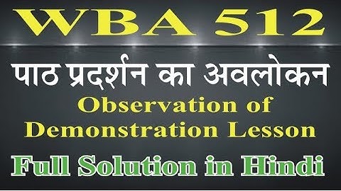 WBA 512 Observation of Demonstration Lesson