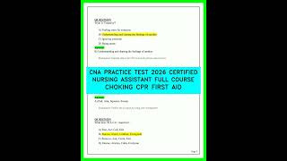 CNA Practice Test 2026: Certified Nursing Assistant Full Course, Choking, CPR &amp; First Aid Training