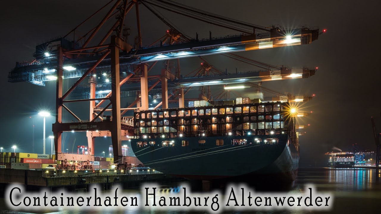 Containerhafen Altenwerder Hamburg - Extrem große Containerschiffe am Terminal Ballinkai