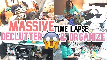 MASSIVE DECLUTTER & ORGANIZE // TIME LAPSE KONMARI // CLEAN WITH ME // EXTREME CLEANING MOTIVATION
