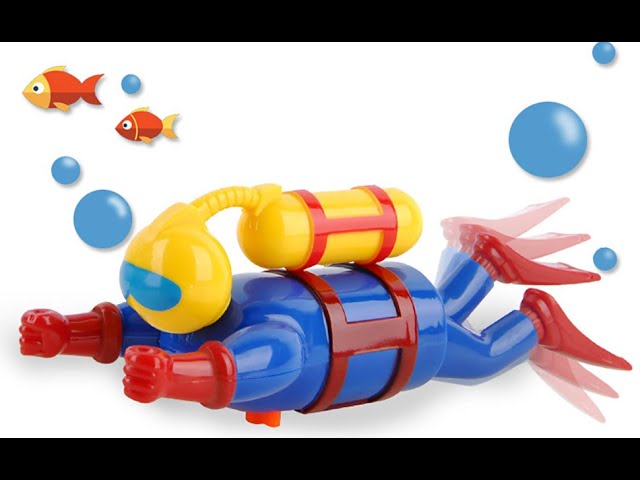 Scuba Diver Swimmer Swimming Wind-Up Bathtub Pool Water Toy 
