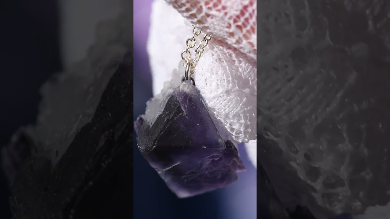 3435 フローライト 鉱物原石 シルバー925 ネックレス Fluorite