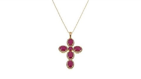 14K Gold 5.01ctw Mozambique Ruby and Zircon Pendant