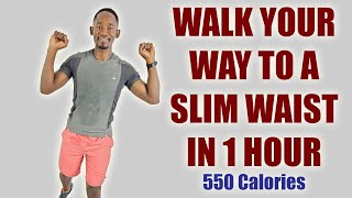 WALK YOUR WAY TO A SLIM WAIST IN 1 HOUR  Walking In Place Workout 550 Calories