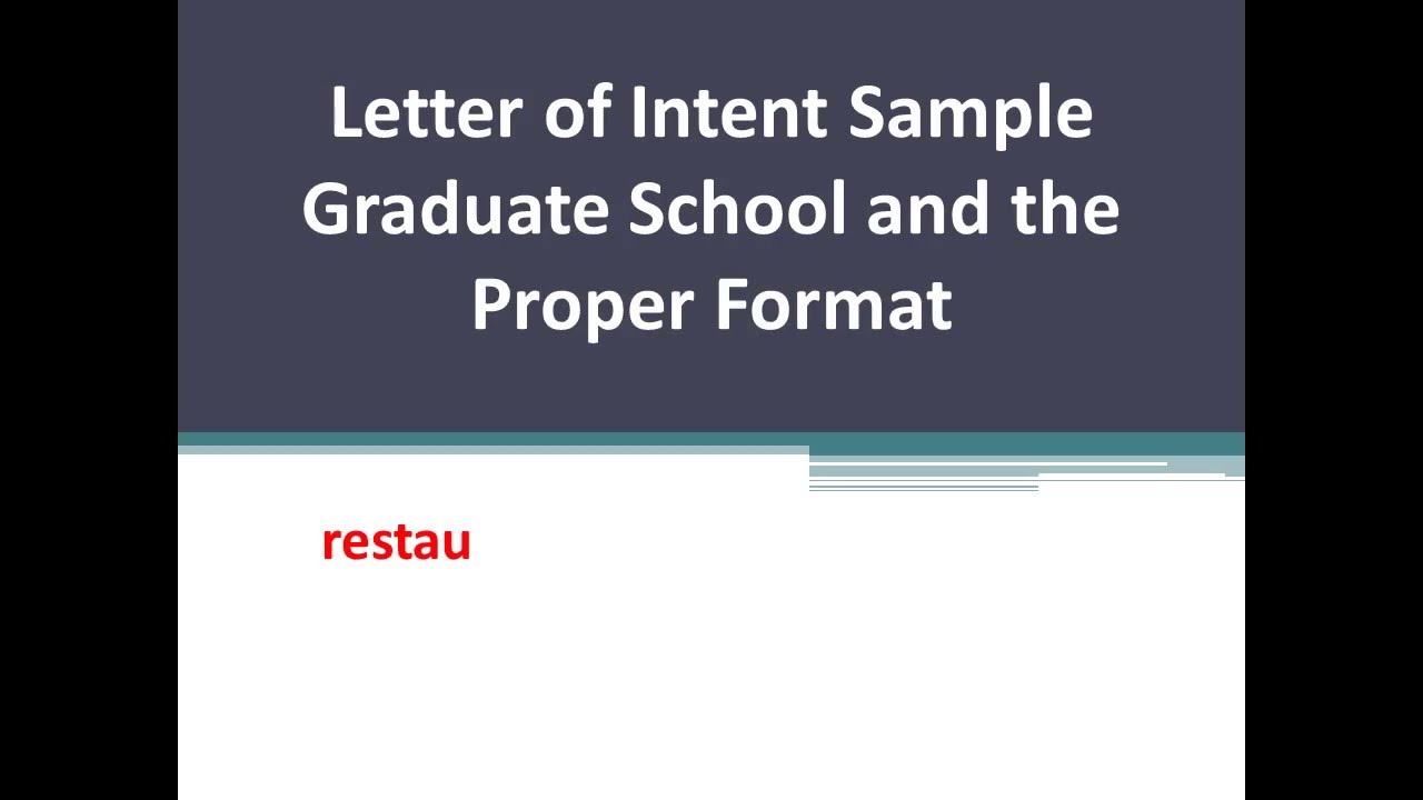 Letter Of Intent Sample Graduate School Sample 2016 Youtube