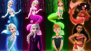 Elsa Mermaid VS Frozen 2 Elsa Mermaid VS Anna Mermaid VS Moana Mermaid