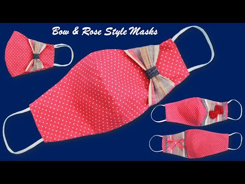 Stylish ???? Rose and ???? Bow Face Mask Pattern | Face Mask Sewing Tutorial | Make DIY Face Mask at Home