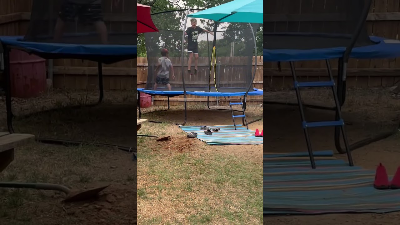Kid breaks his neck on trampoline
