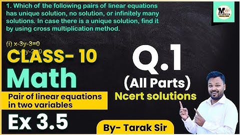 Class 10th Exercise 3.5 question 1 all parts | Cross Multiplication Method | CBSE | Ncert Solutions