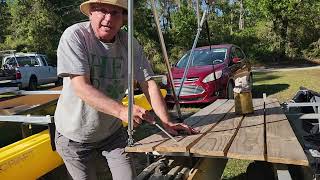 outrigger kit on a canoe, easy install by Expandacraft