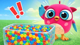 Le petit hibou et le petit pivert jouent ensemble. Moments amusants pour enfants