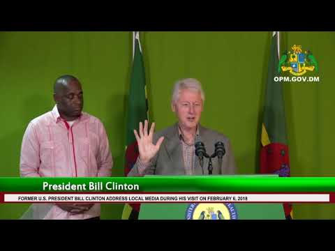 FORMER US PRESIDENT BILL CLINTON ADDRESSES MEDIA DURING HIS VISIT ON FEBRUARY 6, 2018