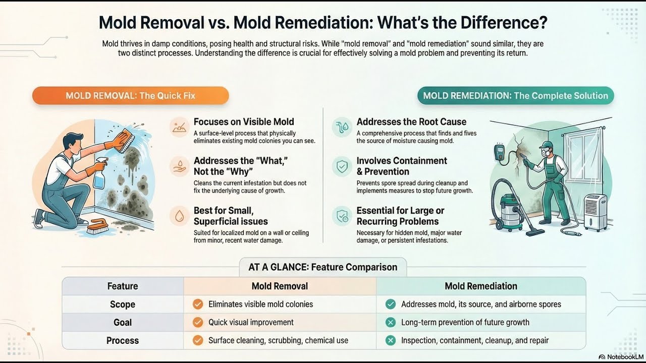 Is There A Difference Between Mold Removal And Mold Remediation?