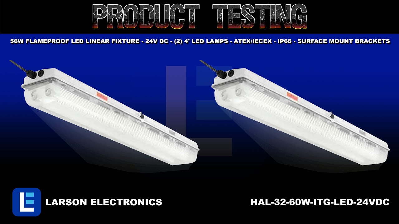 56W Flameproof LED Linear Fixture - 24V DC - (2) 4' LED Lamps - ATEX/IECEx - IP66