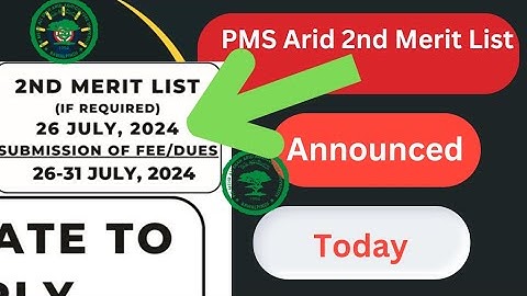 PMAS 2nd Merit List 2024 pdf Download | Arid Agriculture University Merit List