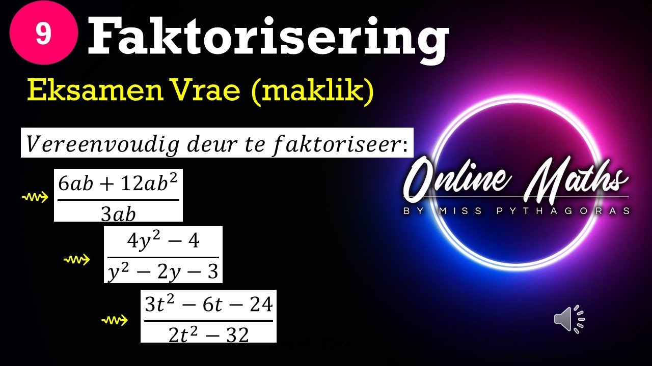 Faktorisering Graad9: L4 Eksamen Vrae Maklik