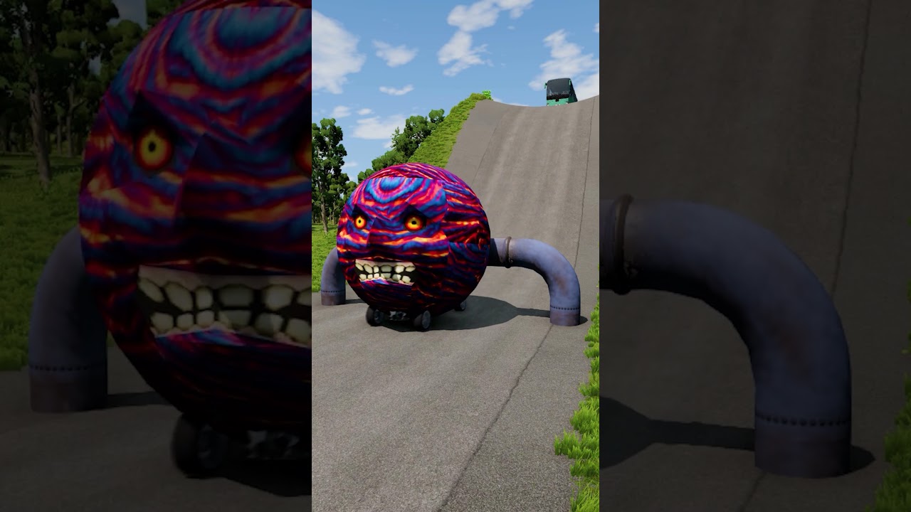 Colourful Moon Capsule Buses vs Low Pipes BeamNG Drive 