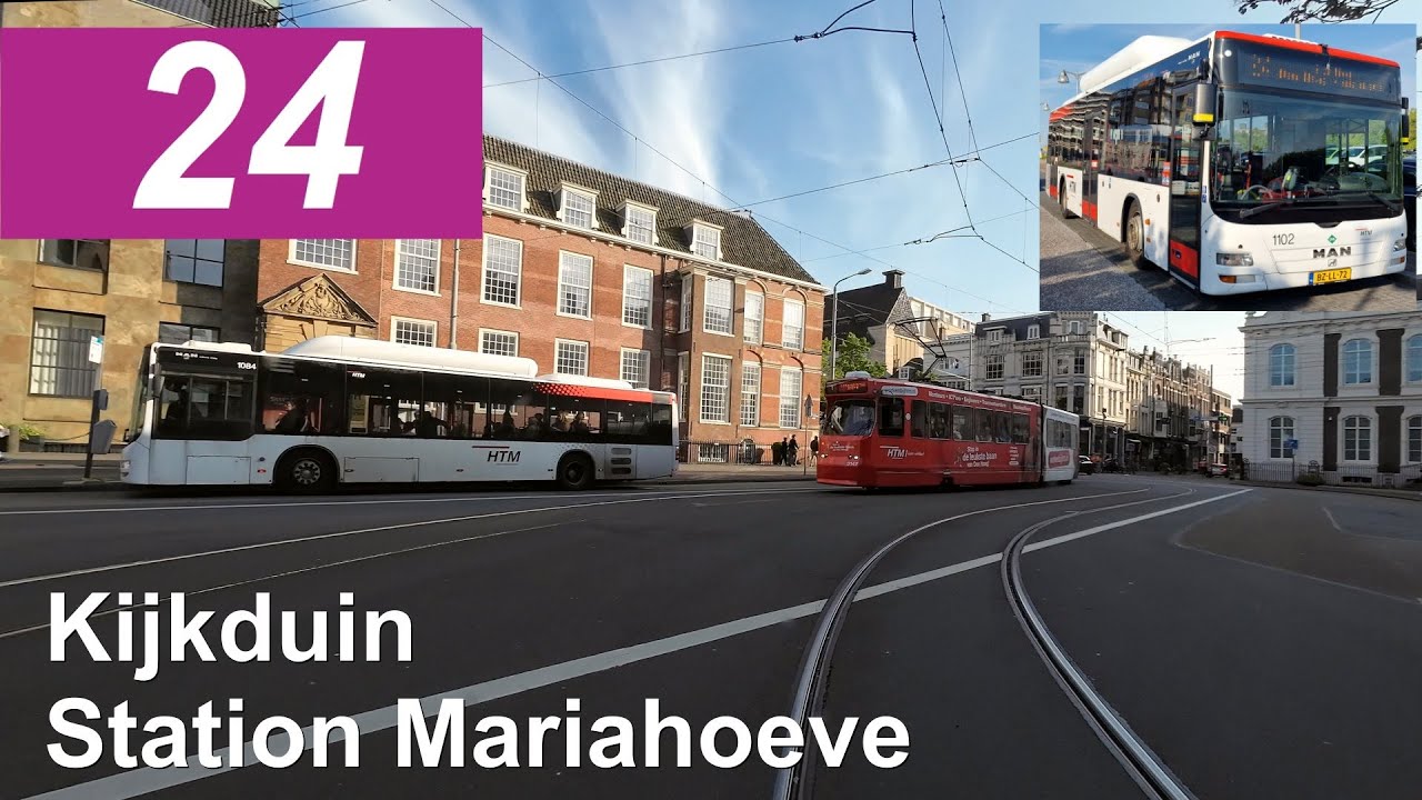 HTM lijn 24: Den Haag Kijkduin - Station Den Haag Mariahoeve | Omleiding | HTM 1102 | 2023