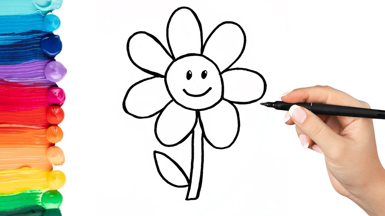 Como Desenhar Uma Flor Colorida / Flor Fácil / Kawaii / Fofa / Cute Flower  